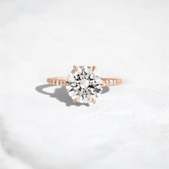 2CT Round Cut Moissanite Diamond Engagement Ring Pave Big Head Set