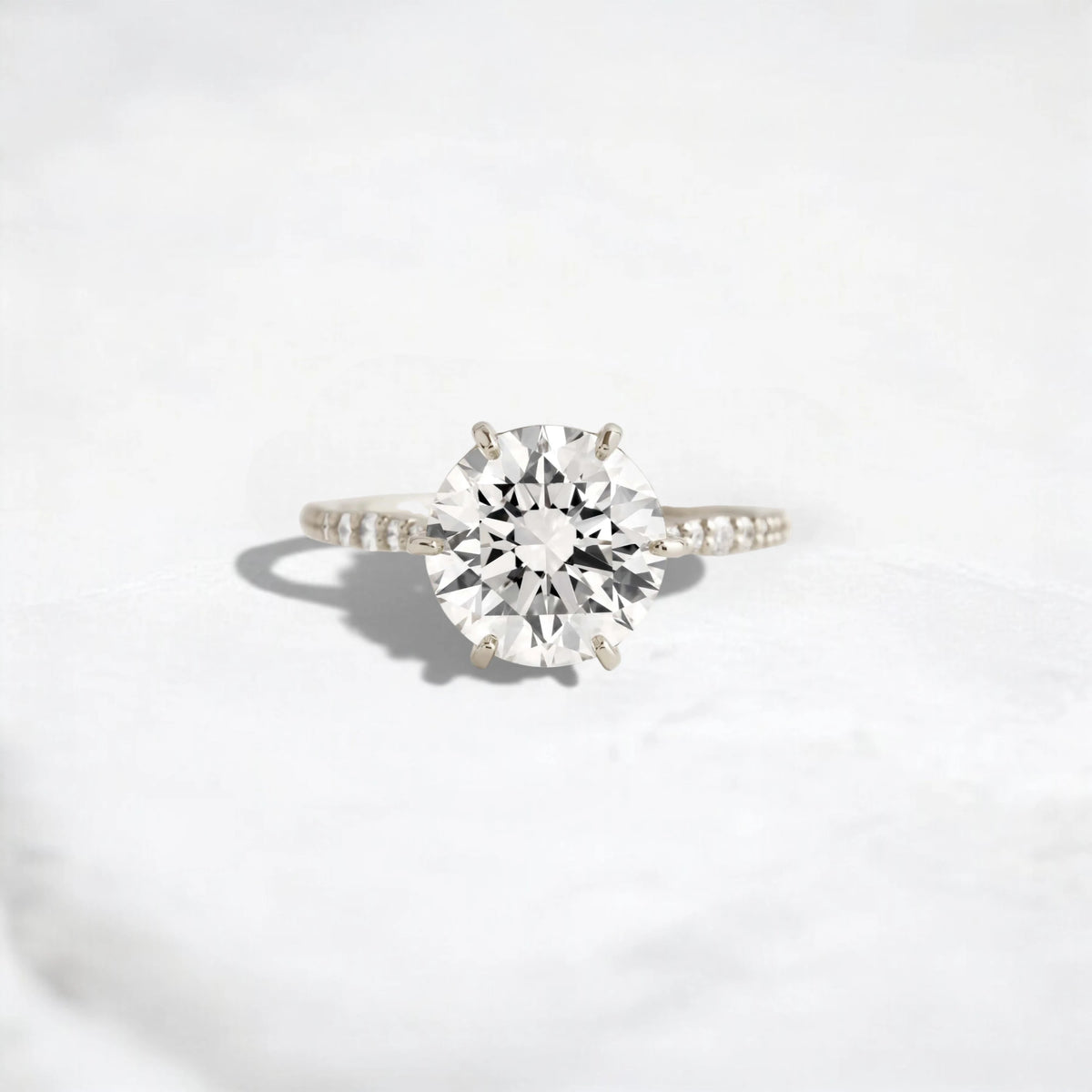 2CT Round Cut Moissanite Diamond Engagement Ring Pave Big Head Set