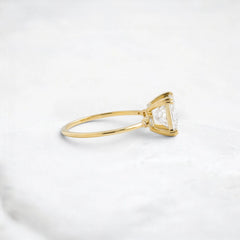 Handcrafted 2.0CTW Princess Cut Moissanite Engagement Ring with Accent Diamonds