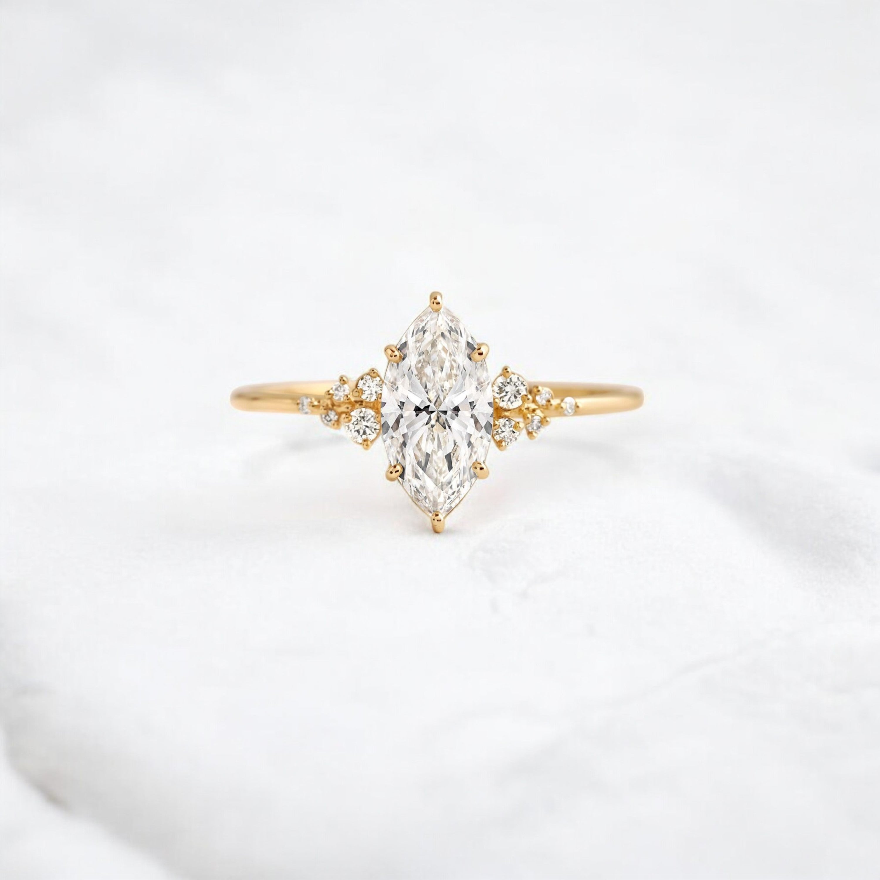 handmade-1-60-ct-marquise-Cut-moissanite-cluster-engagement-yellow-gold-ring-gemfora