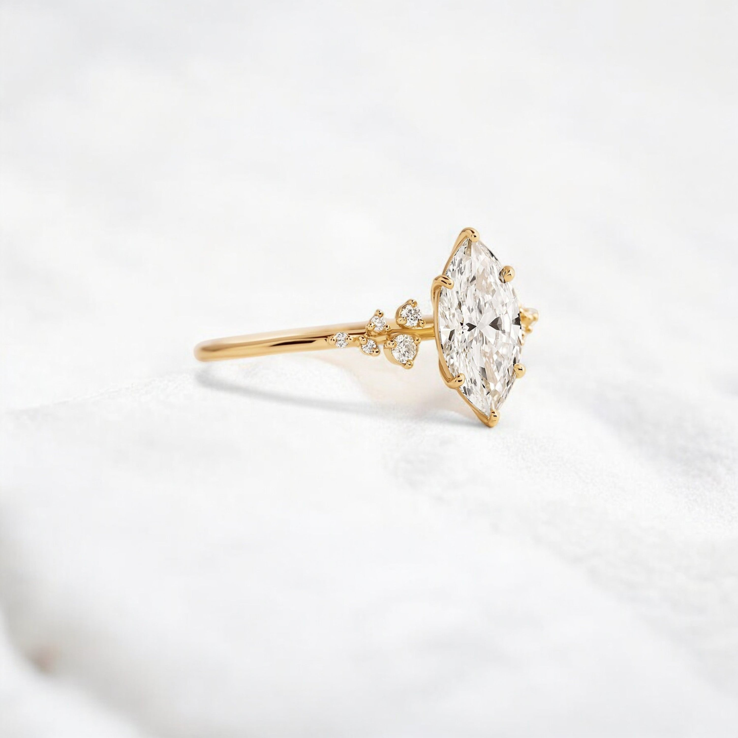 handmade-1-60-ct-marquise-Cut-moissanite-cluster-engagement-yellow-gold-ring-gemfora