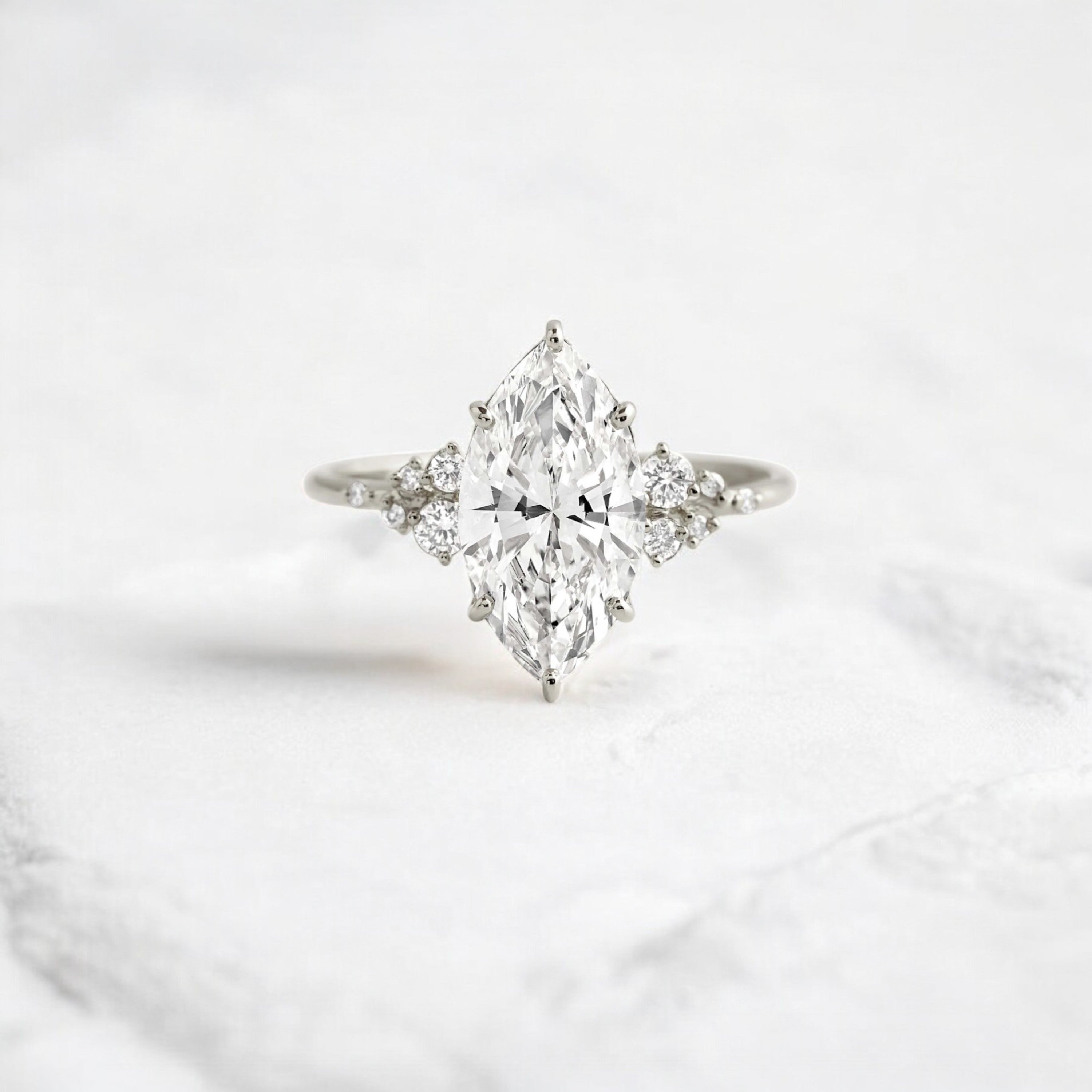 handmade-1-60-ct-marquise-Cut-moissanite-cluster-engagement-yellow-gold-ring-gemfora