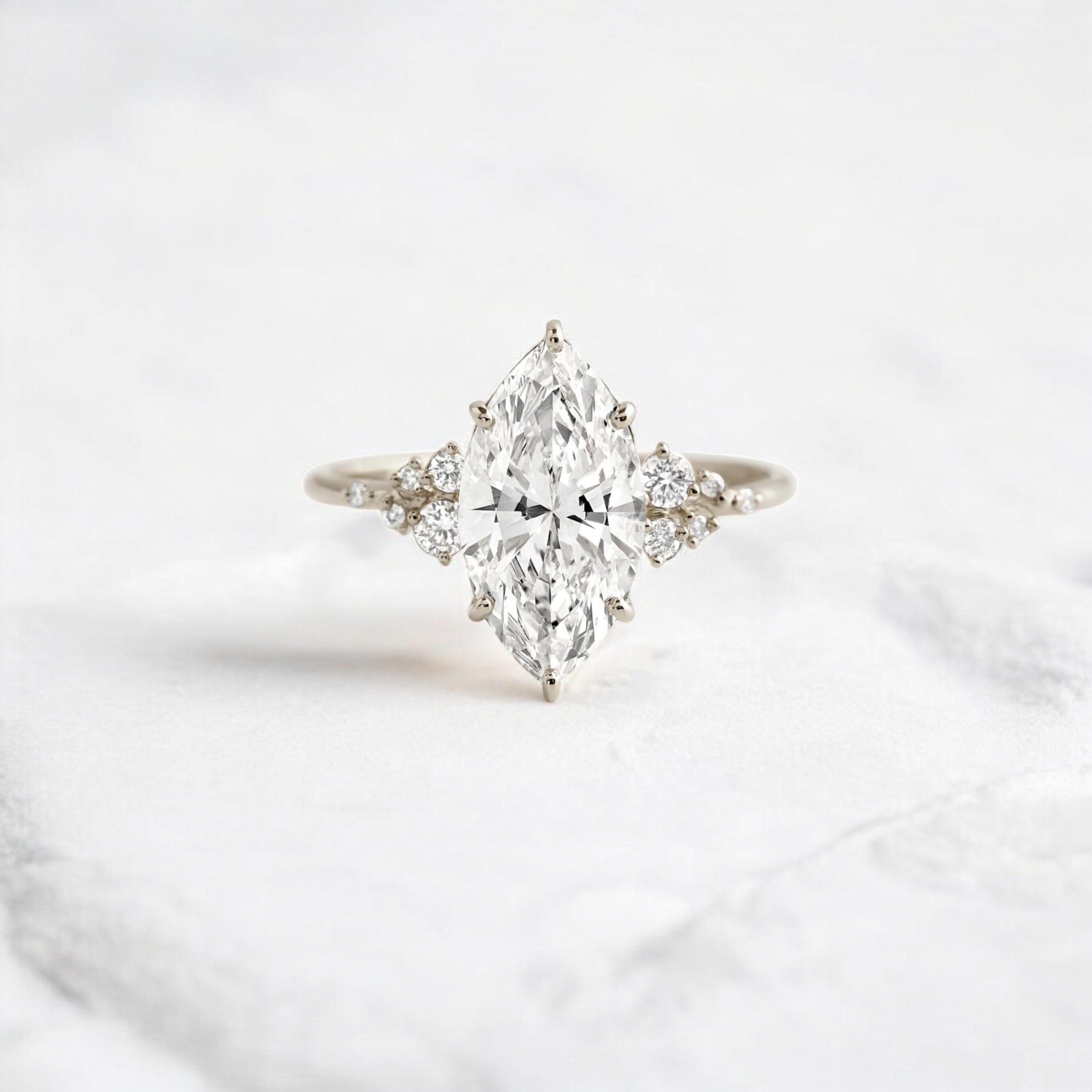 handmade-2-ct-marquise-Cut-moissanite-cluster-engagement-white-gold-ring-gemfora