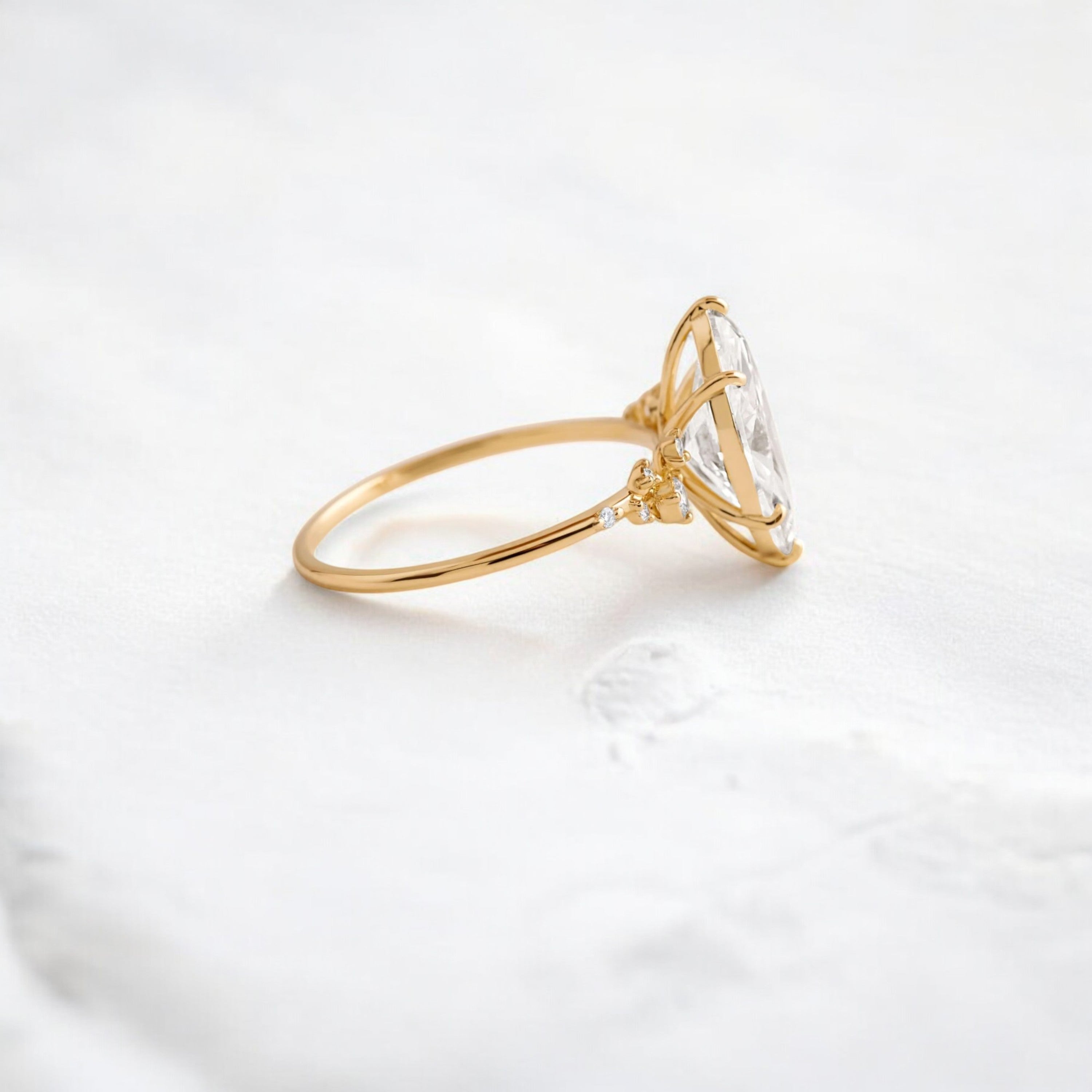 handmade-2-ct-marquise-Cut-moissanite-cluster-engagement-yellow-gold-ring-gemfora