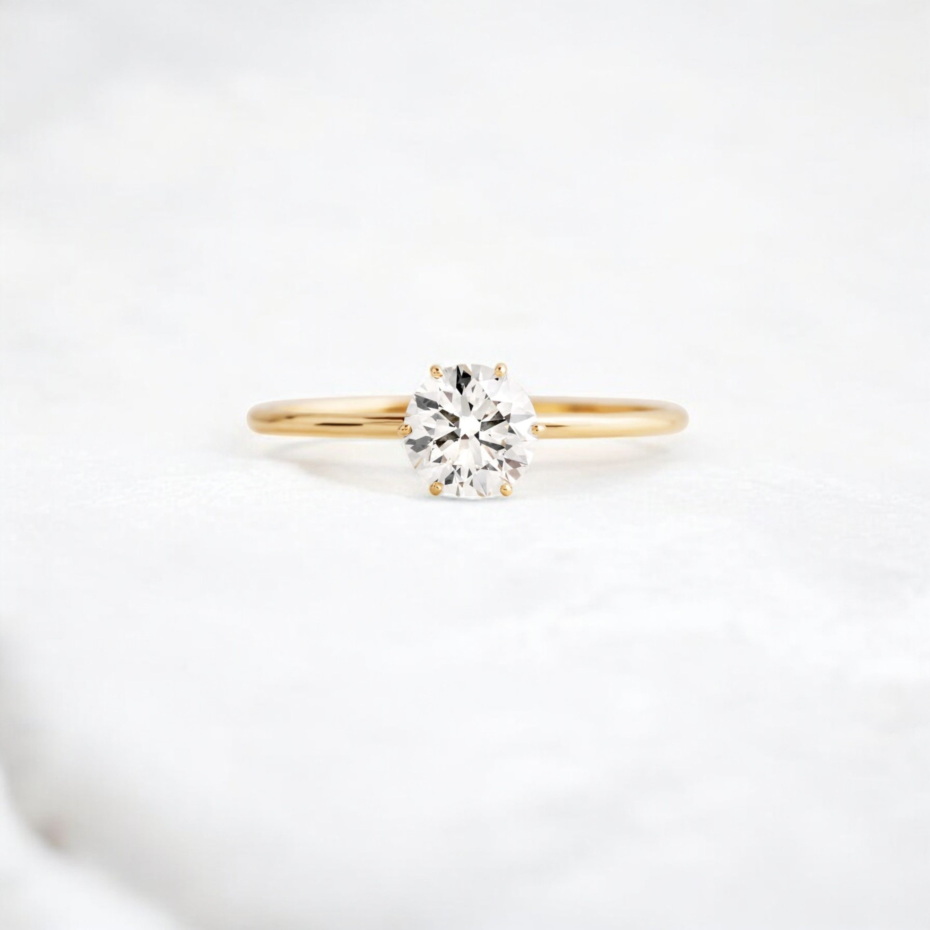 Handmade 2ct Round Moissanite Gold Ring – Timeless Beauty