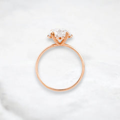 Handmade 2CT Round Halo Moissanite Engagement Ring  Four Triple Prongs