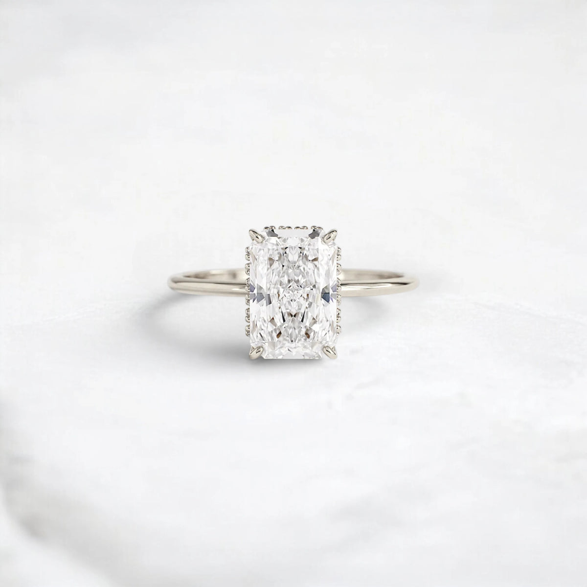 Hidden Halo Radiant Cut 2CT Moissanite Engagement Ring for Her