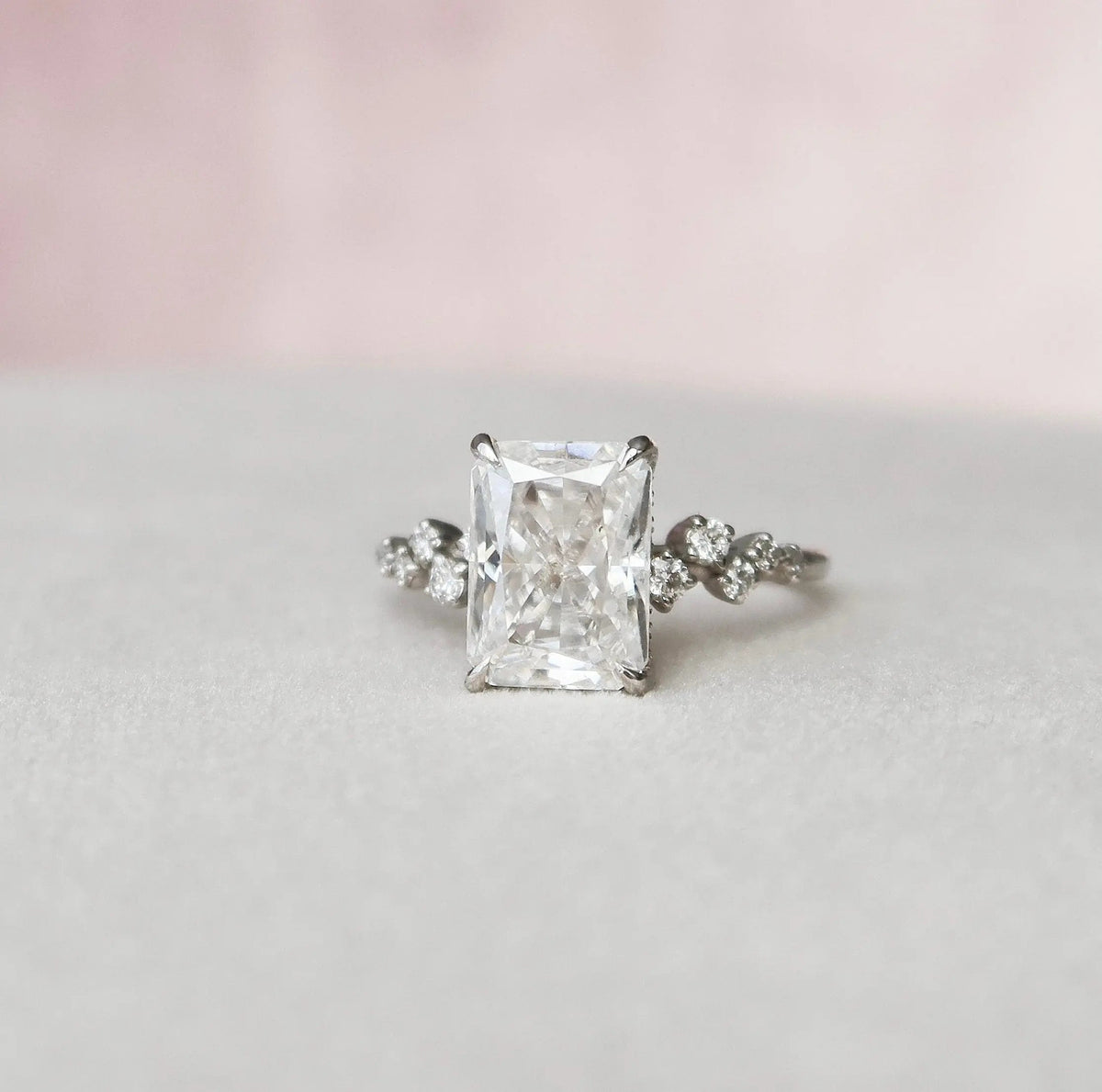 Radiant Cluster 3.50CT Unique Pave Lab-Grown Diamond Engagement Ring