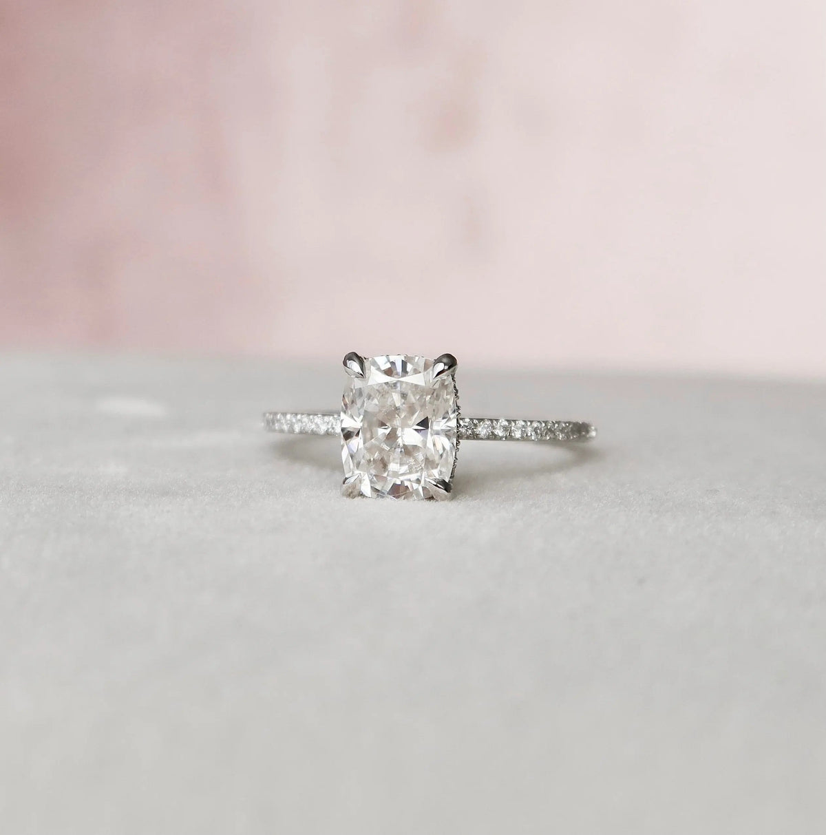 Elongated Cushion Cut Hidden Halo 2.50CT Lab-Grown Engagement Ring