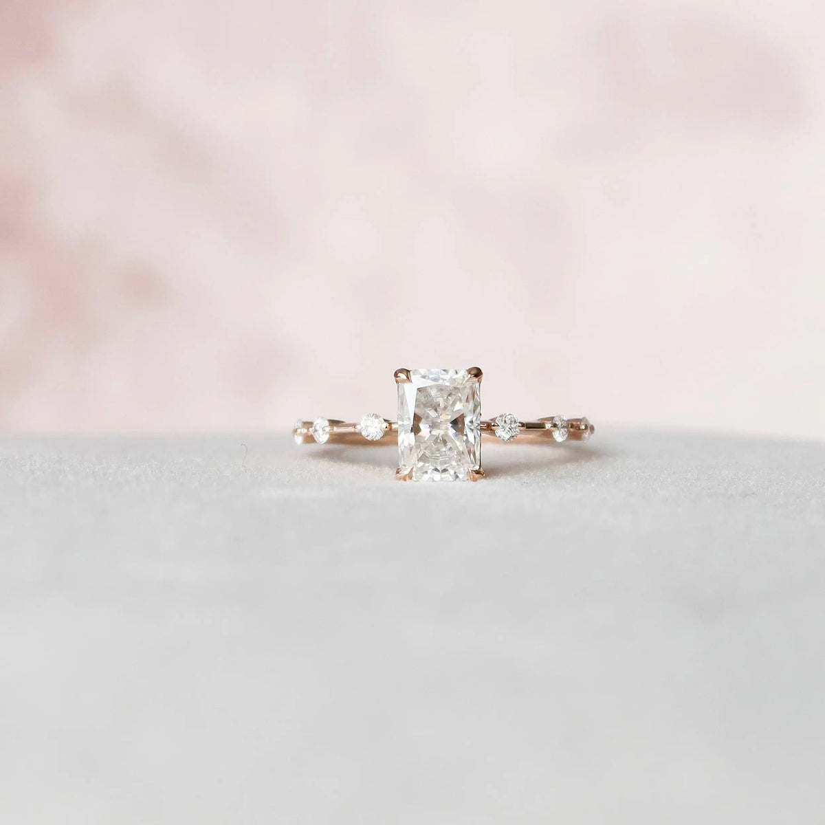Radiant Cut Unique Pave 1.50CT Lab-Grown Diamond Engagement Ring