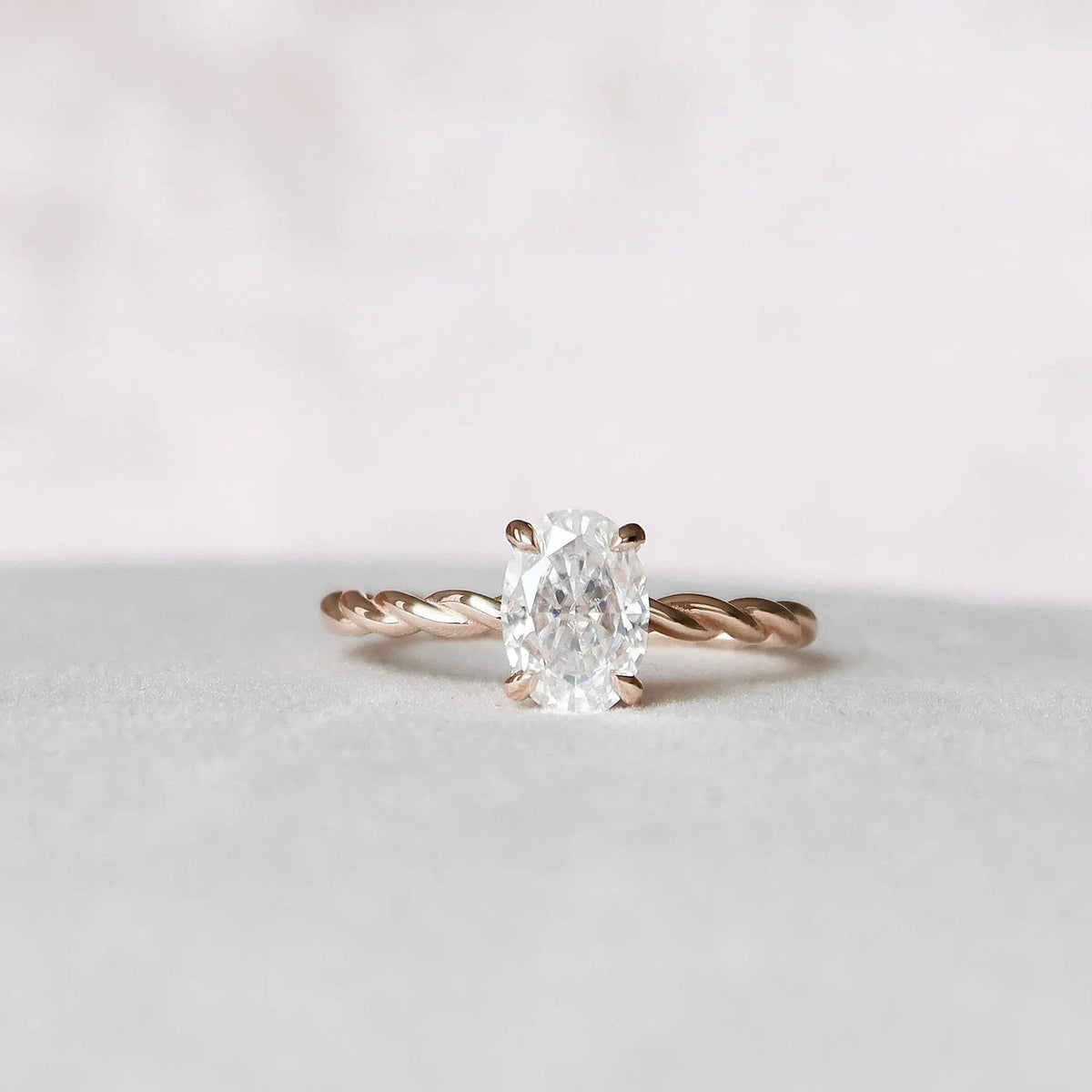Oval Cut Braided 1.50CT Lab-Grown Hidden Diamond Engagement Ring