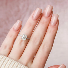 2.0CT Elongated Cushion Cut Hidden Halo Moissanite Diamond Engagement Ring