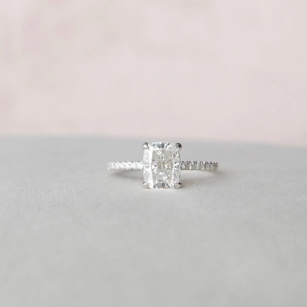 Elongated Cushion Cut 1.50CT Lab-Grown Hidden Halo Engagement Ring