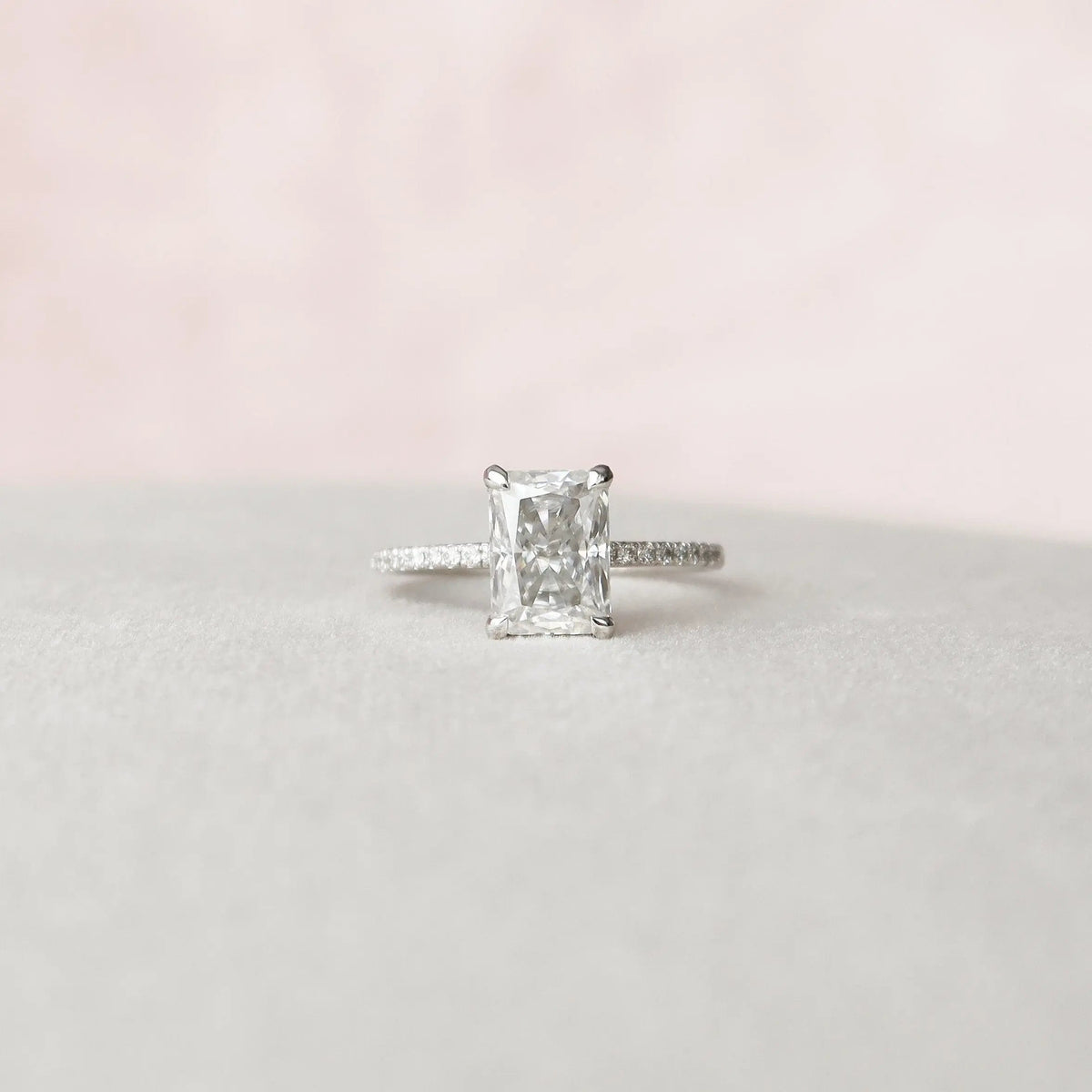 Radiant Cut Hidden Halo 2.0CT Lab Diamond Pave Engagement Gold Ring