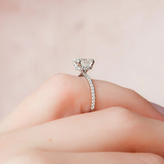 1.50CT Elongated Cushion Cut Moissanite Hidden Halo Engagement Ring