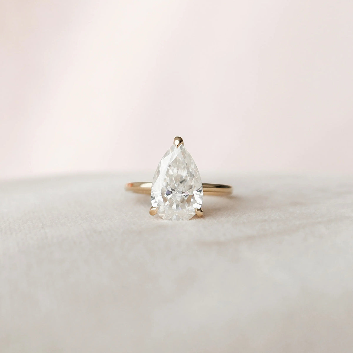 Pear Cut Solitaire 2.5CT Lab-Grown Diamond Hidden Halo Engagement Ring