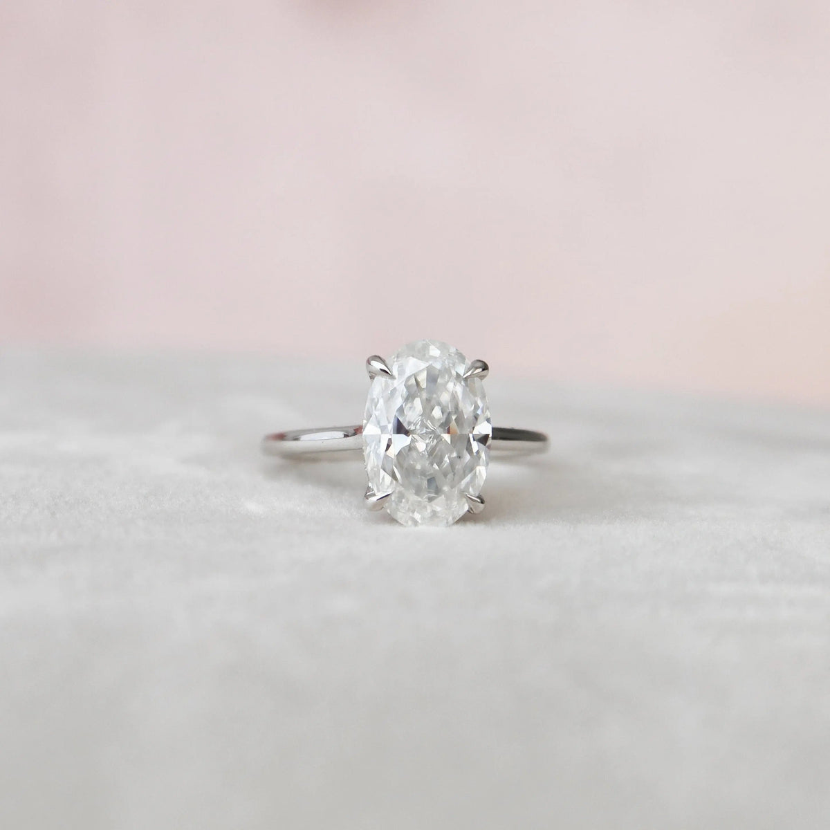 Oval Hidden Halo 3.5CT Lab-Grown Cathedral Solitaire Engagement Ring