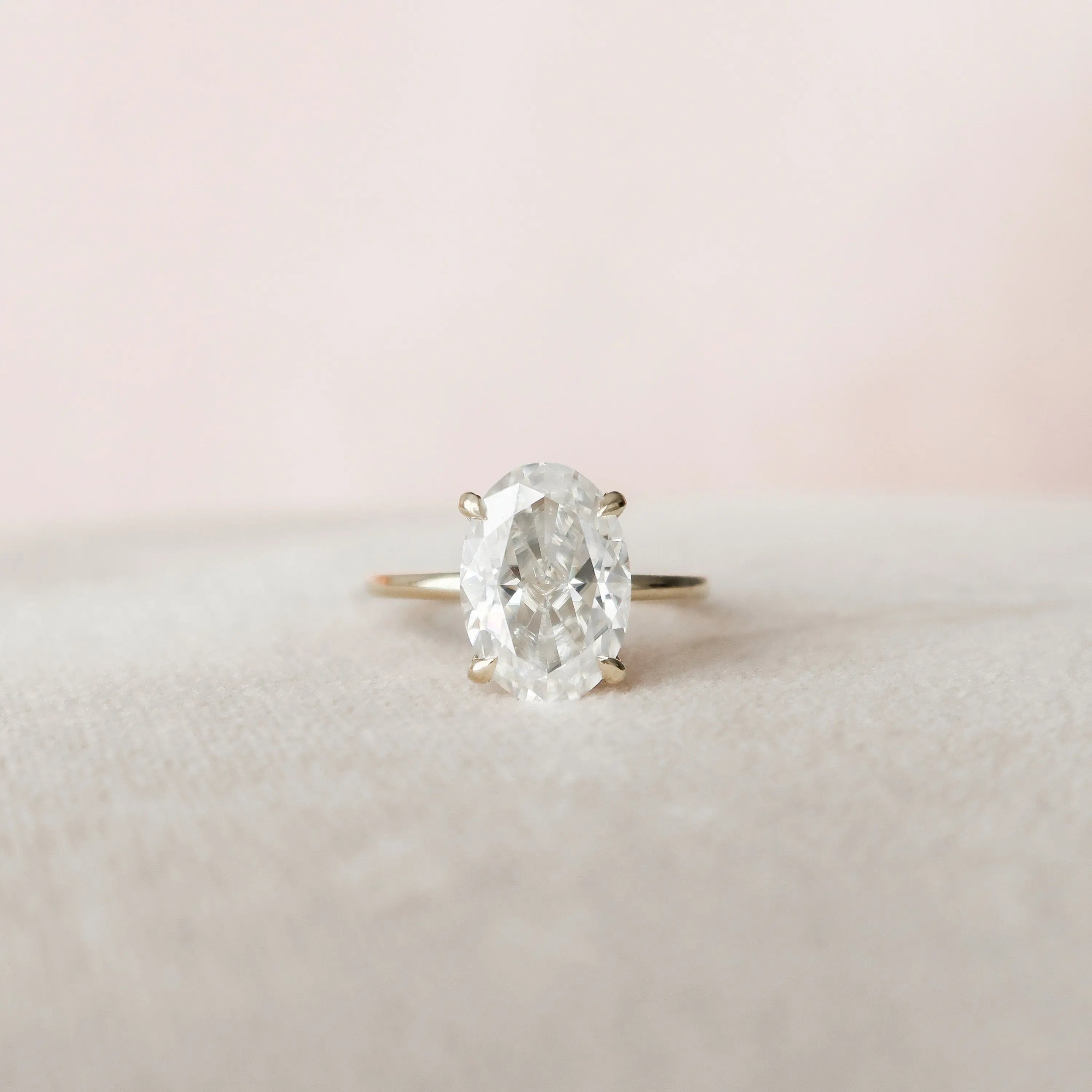 4.0CT Oval Cut Moissanite Hidden Halo Engagement Ring