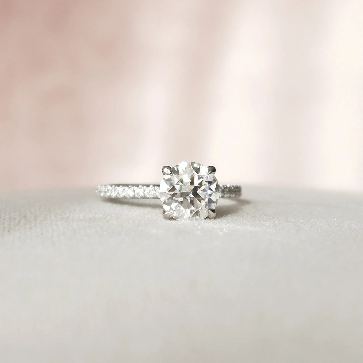 Round Cut Pave 2.0CT Lab-Grown Diamond Hidden Halo Engagement Ring