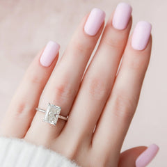 4.0CT Radiant Cut Hidden Halo Moissanite Diamond Solitaire Engagement Ring