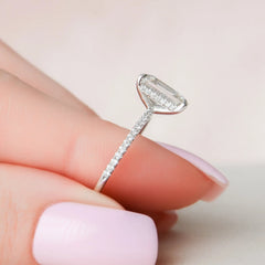 Emerald Cut Hidden Halo 2.50CT Lab-Grown Diamond Pave Engagement Ring