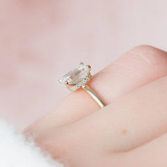 1.50CT Emerald Cut Hidden Halo Moissanite Engagement Ring