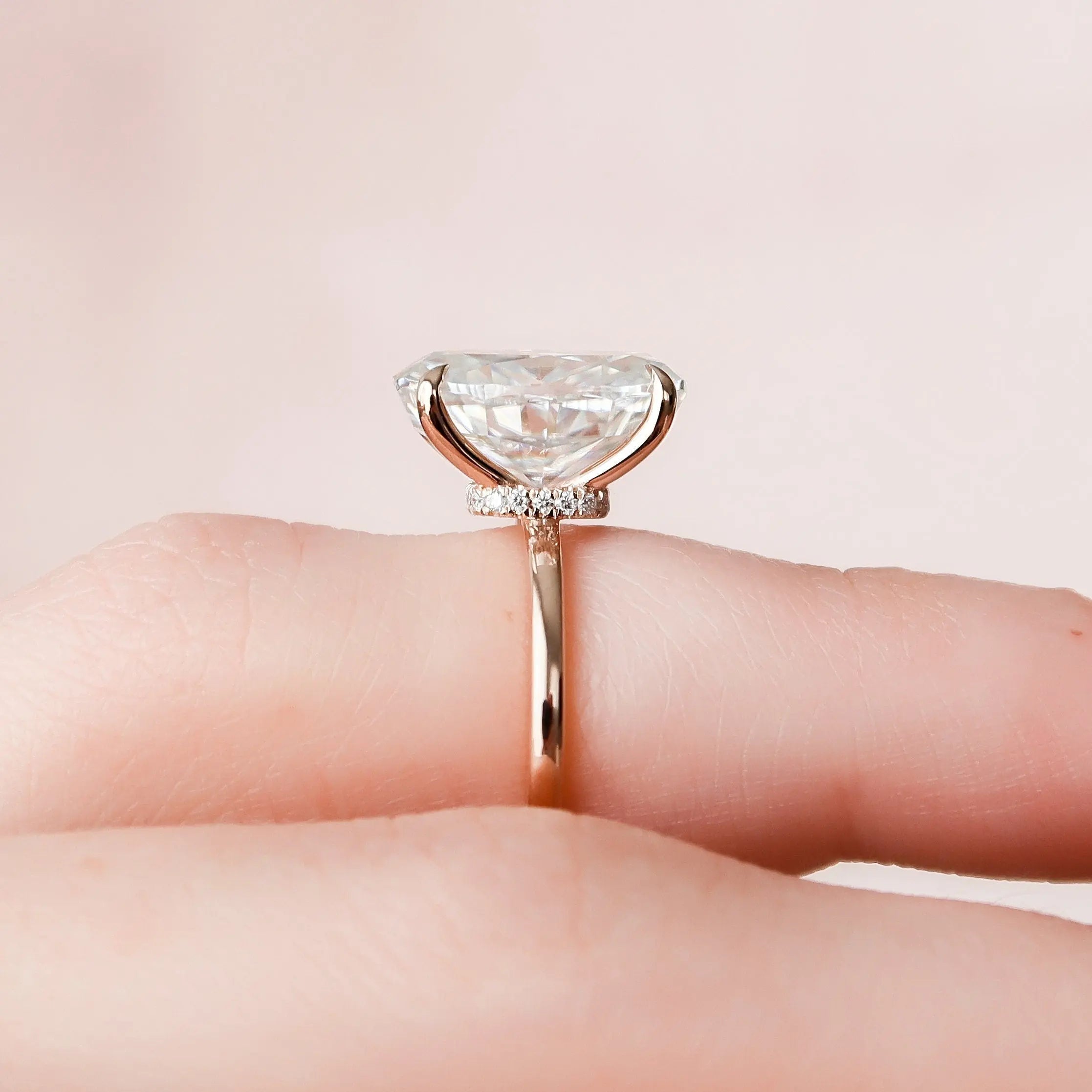 4.0CT Oval Cut Moissanite Hidden Halo Engagement Ring