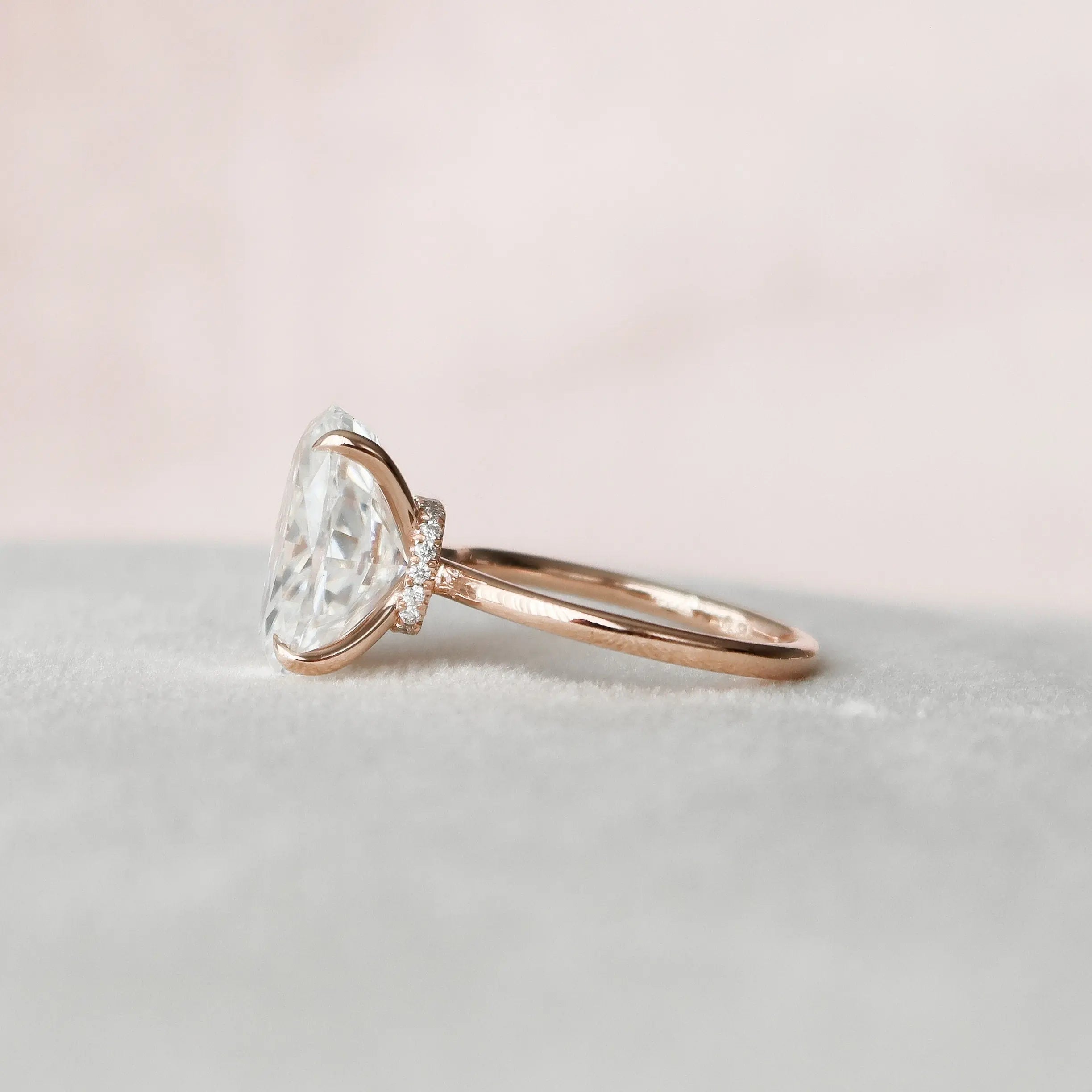 4.0CT Oval Cut Moissanite Hidden Halo Engagement Ring