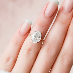 4.0CT Oval Cut Moissanite Hidden Halo Engagement Ring