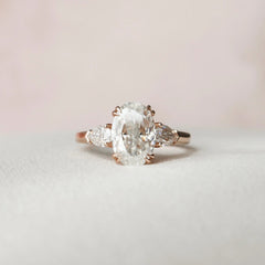 Oval Cut Three Stone 3.5CT Lab-Grown Diamond Cathedral Engagement Ring