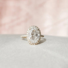 4.50CT Oval Cut Halo Moissanite Engagement Ring