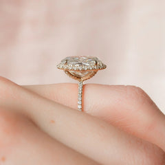 Oval Cut Halo 4.50CT Lab-Grown Diamond Pave Engagement Solid Gold Ring