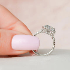 5.50CT Radiant Cut Halo Moissanite Split Shank Engagement Ring