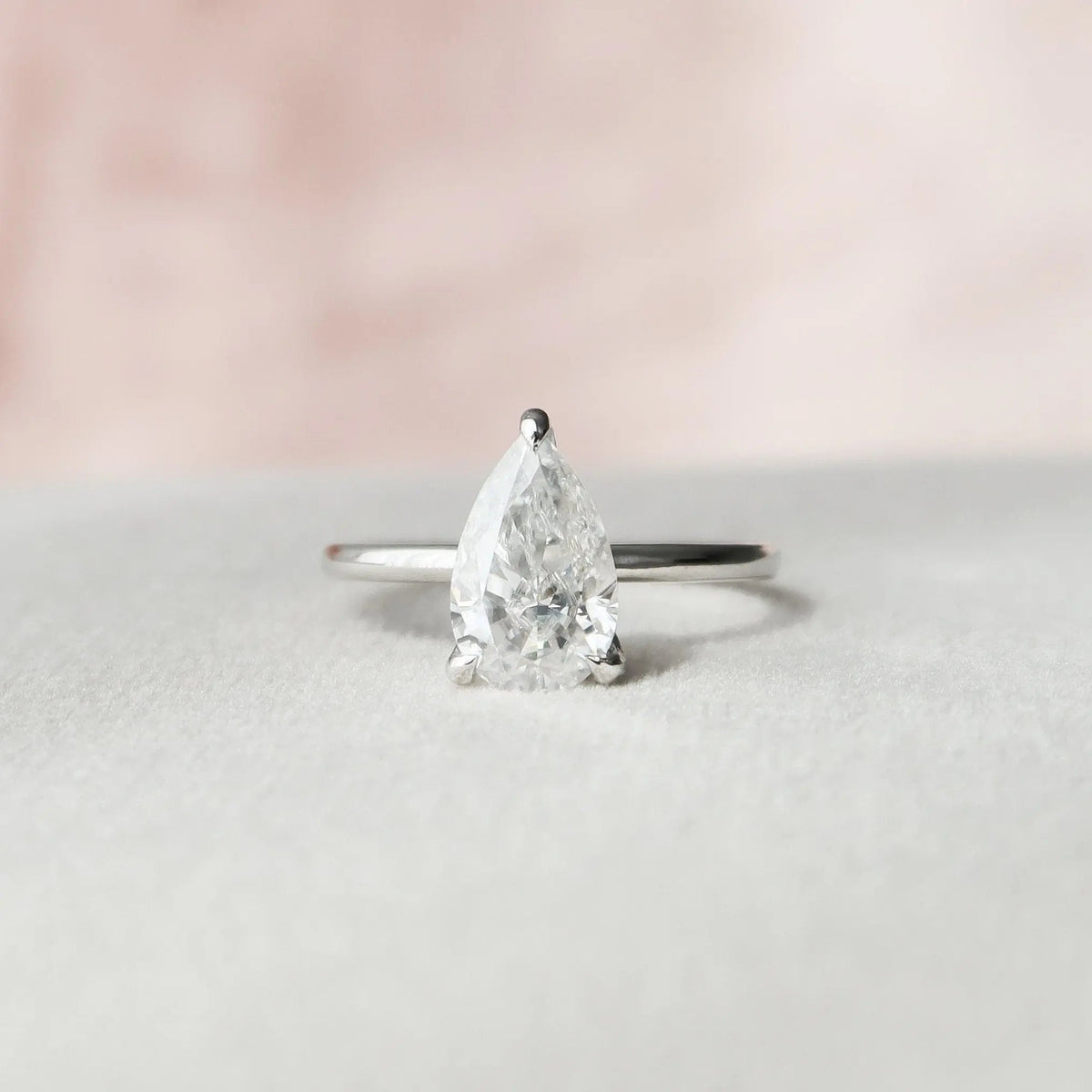 Pear Cut Hidden Halo 1.5CT Lab-Grown Diamond Solitaire Engagement Ring