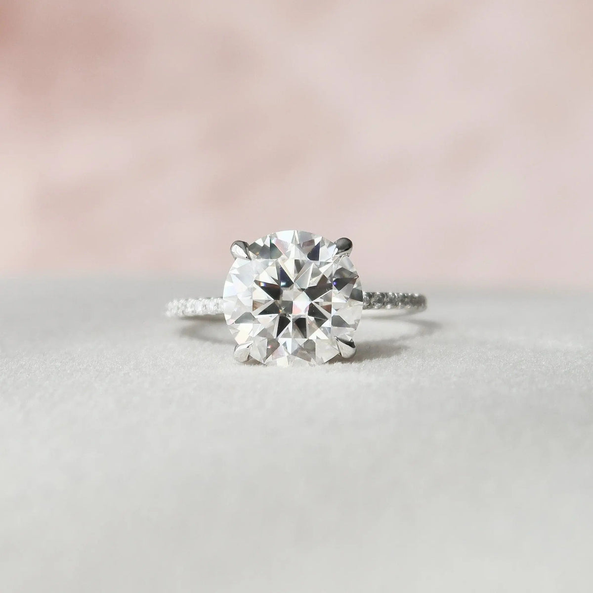 Round Cut Pave 3.50CT Lab-Grown Diamond Hidden Halo Engagement Ring