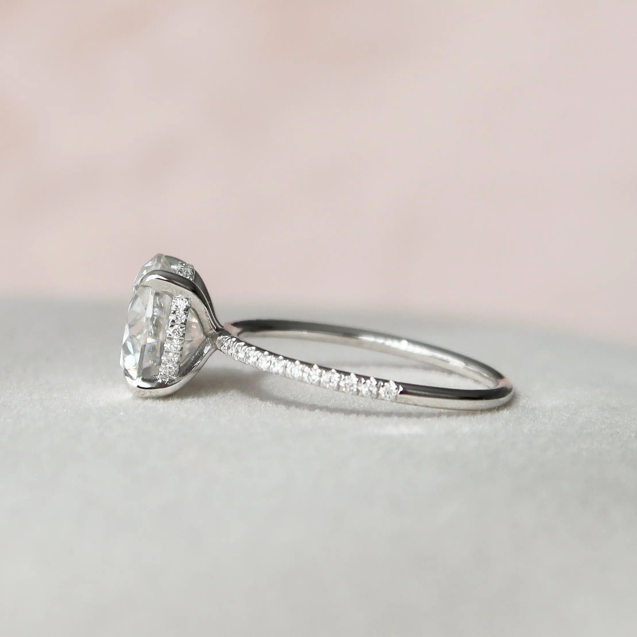 3.50CT Round Cut Moissanite Hidden Halo Engagement Ring
