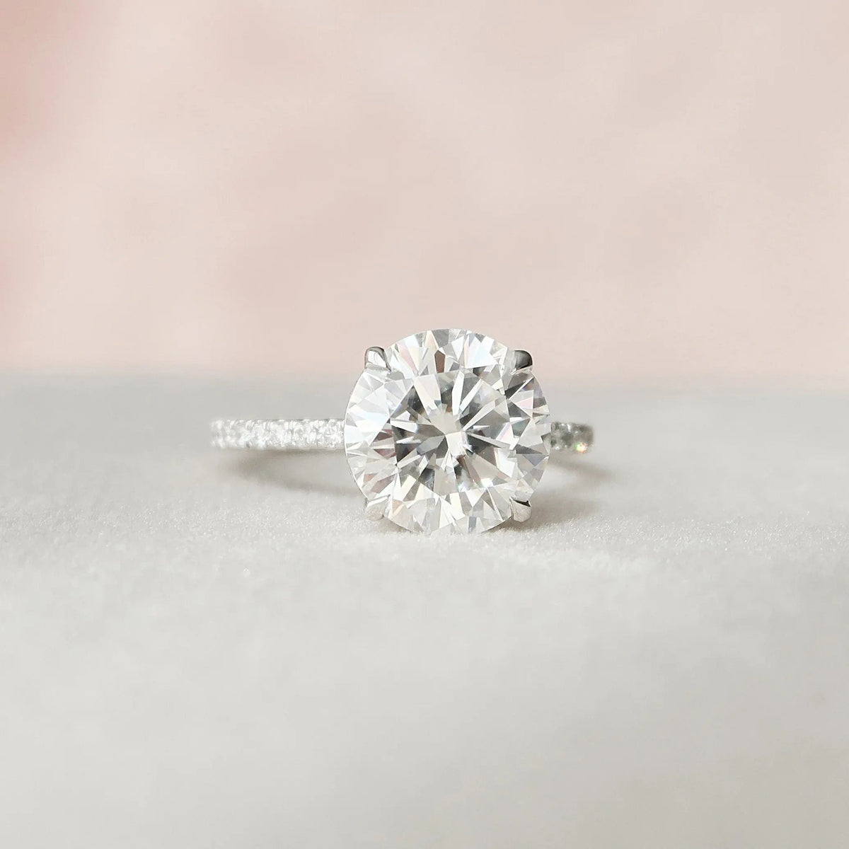 Round Cut Pave 2.50CT Hidden Halo Lab-Grown Diamond Engagement Ring