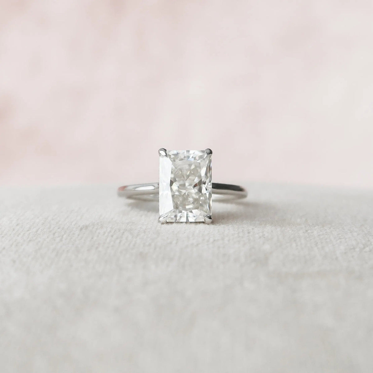 Radiant Cut Solitaire 4.0CT Lab-Grown Hidden Halo Diamond Engagement Ring