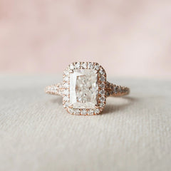 3.50CT Radiant Cut Halo Moissanite Diamond Split Shank Engagement Ring