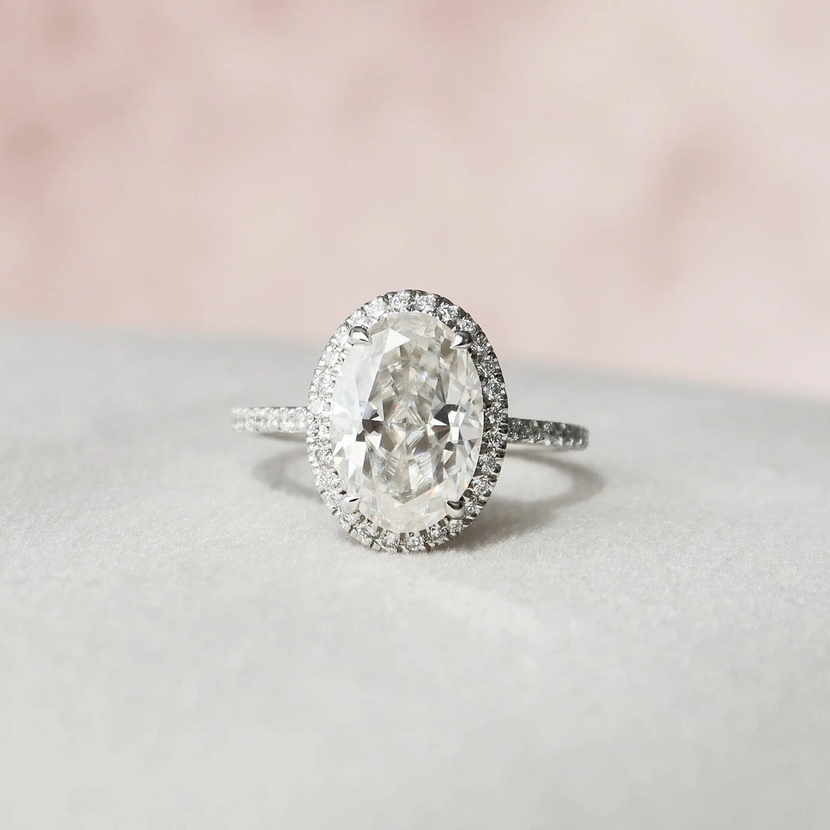Oval Cut Halo 2.50CT Lab-Grown Diamond Pave Engagement Ring