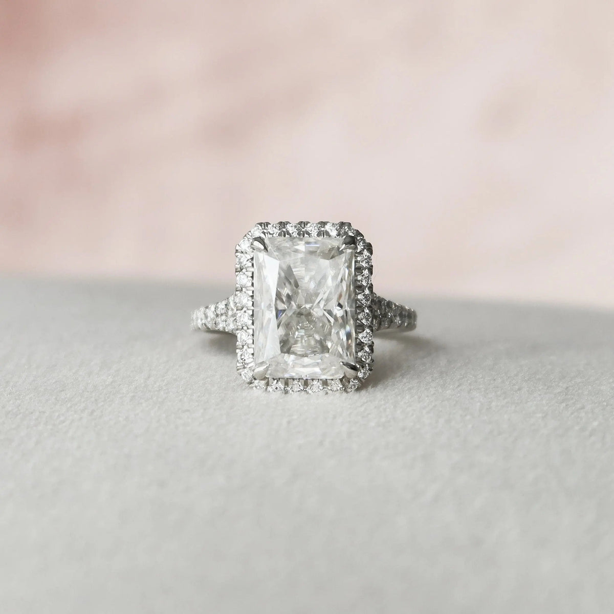 Radiant Cut Halo 5.50CT Lab-Grown Split Shank Engagement Pave Ring