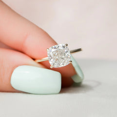 Cushion Cut Hidden Halo 3.50CT Lab-Grown Diamond Solitaire Engagement Ring