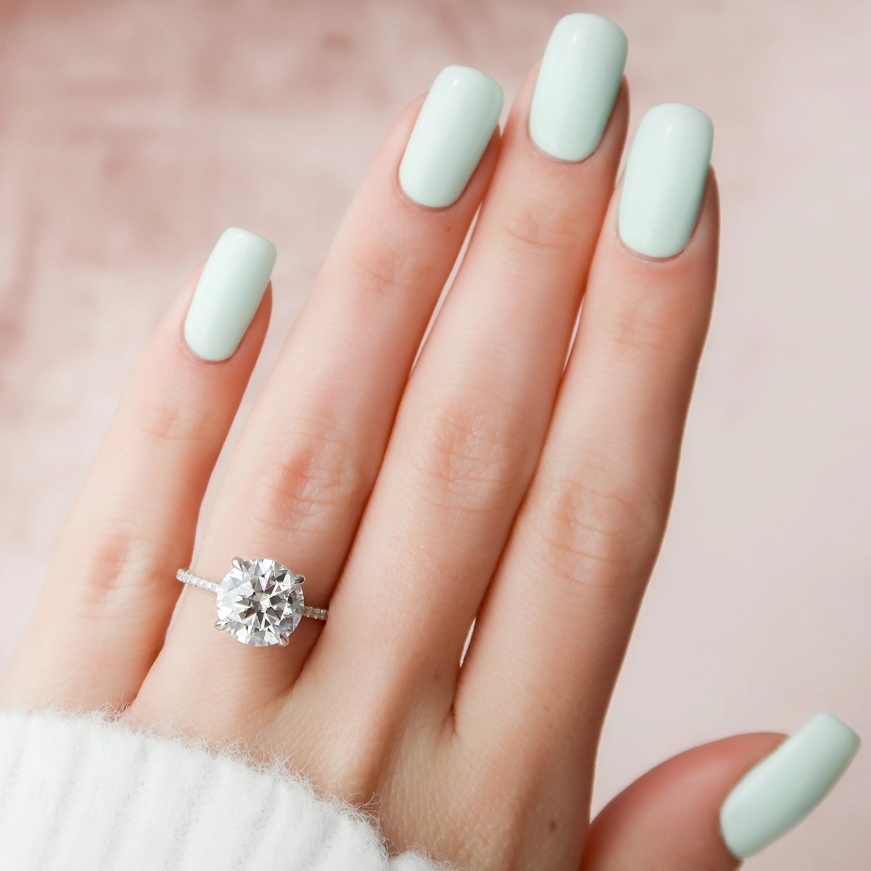 3.50CT Round Cut Moissanite Hidden Halo Engagement Ring