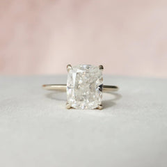 4.50CT Elongated Cushion Cut Moissanite Hidden Halo Engagement Ring