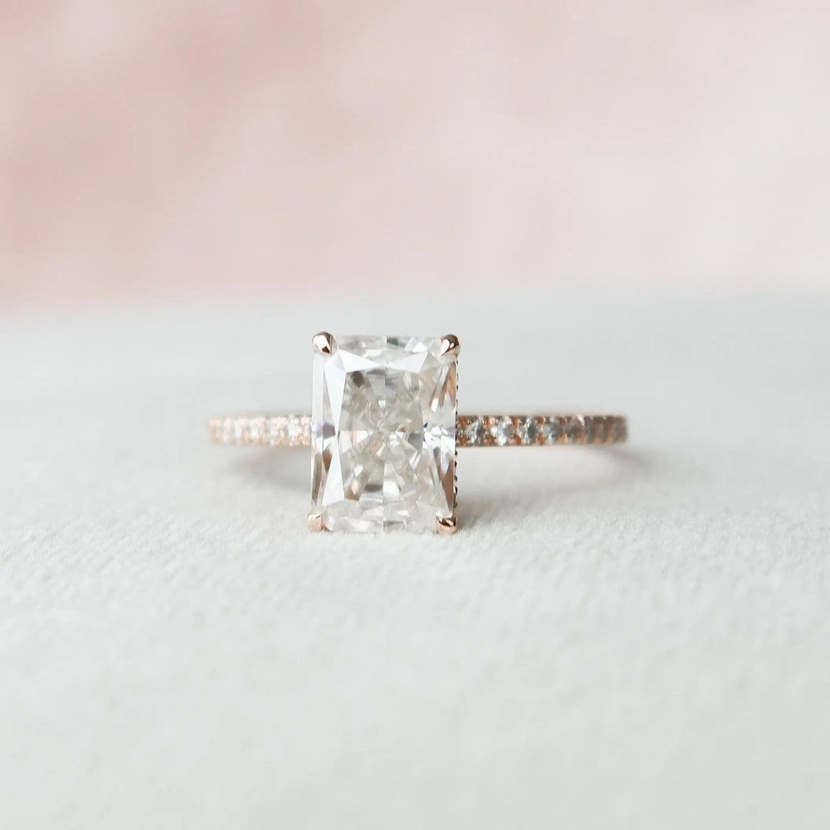 Radiant Cut Hidden Halo 2.0CT Lab-Grown Diamond Pave Engagement Ring