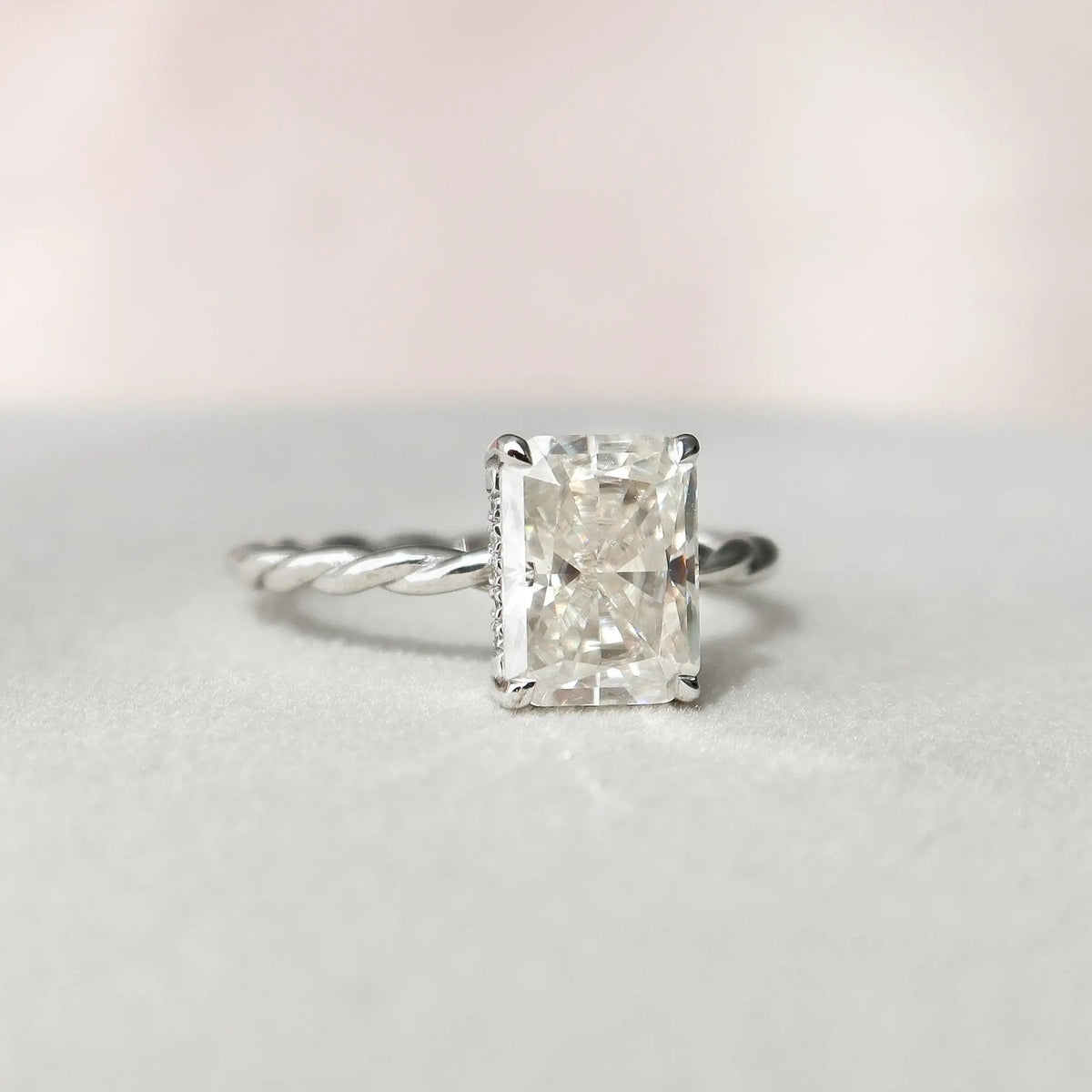 Radiant Twisted Solitaire 2.50CT Lab-Grown Hidden Engagement Ring