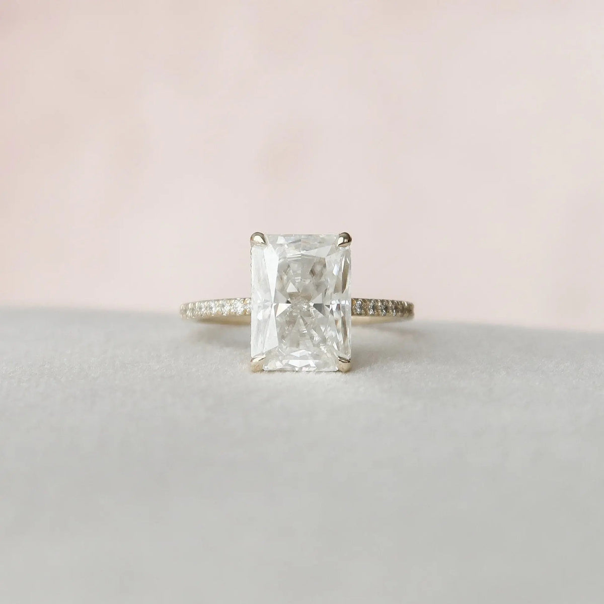 Radiant Cut Hidden Halo 3.50CT Lab-Grown Diamond Engagement Pave Ring