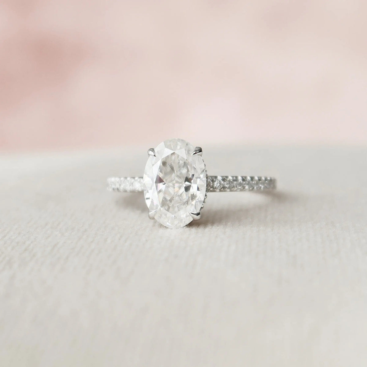 Oval Cut Oval Cut 1.50CT Lab-Grown Diamond Engagement Pave Ring