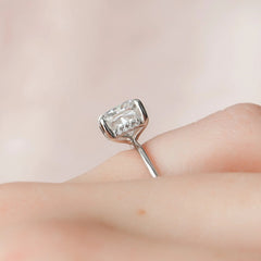 3.0CT Cushion Cut Hidden Halo Moissanite Solitaire Engagement Ring