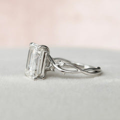 Emerald Cut Nature Inspired 4.0CT Lab Grown Twisted Engagement Ring